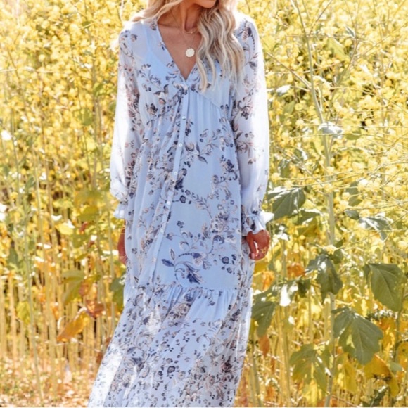 Vici Dresses & Skirts - Vici Light Blue Floral Maxi Dress